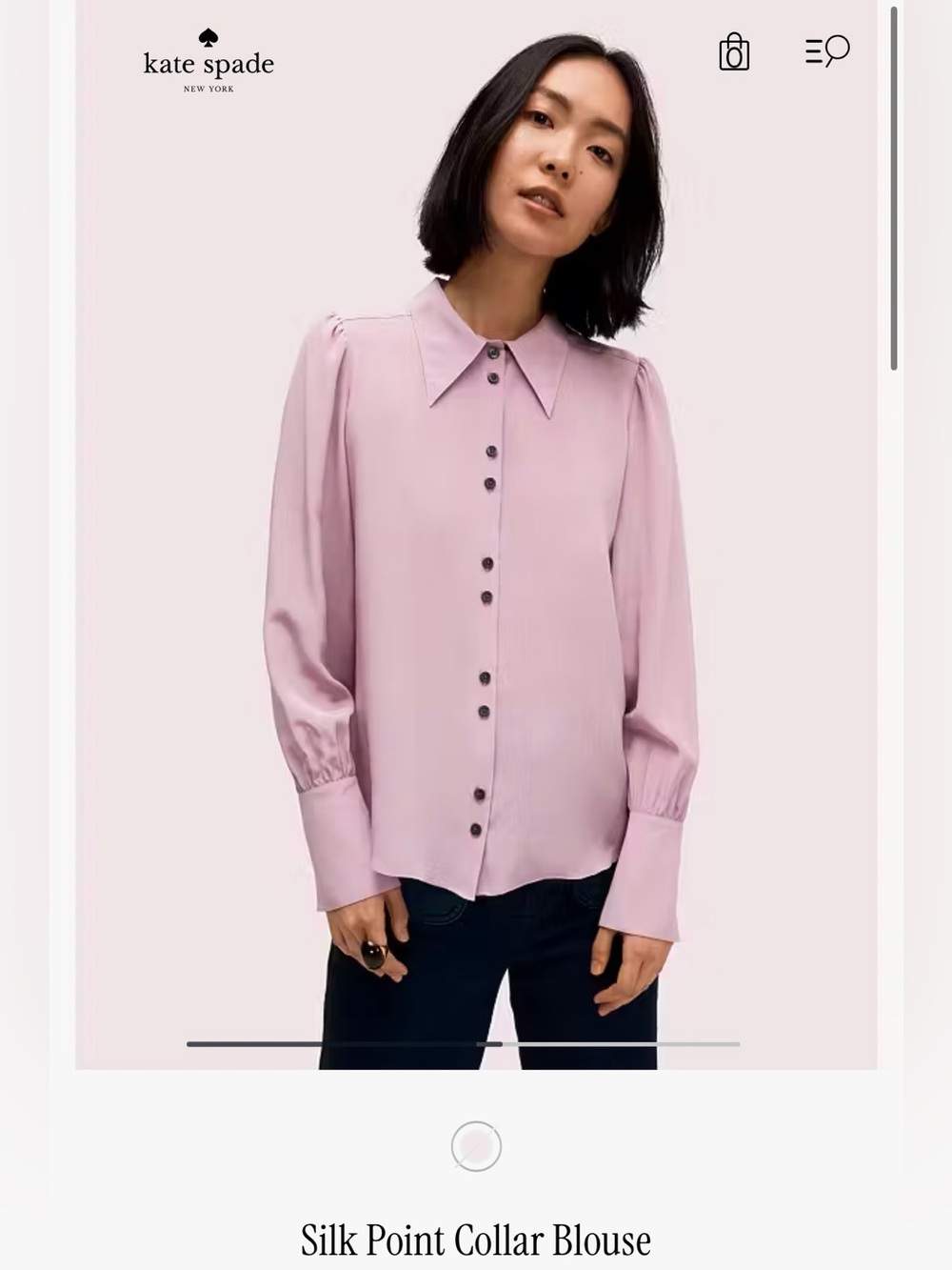 Kate Spade -NWT -Lilac Button-Down/Button up Blouse with Black Buttons
